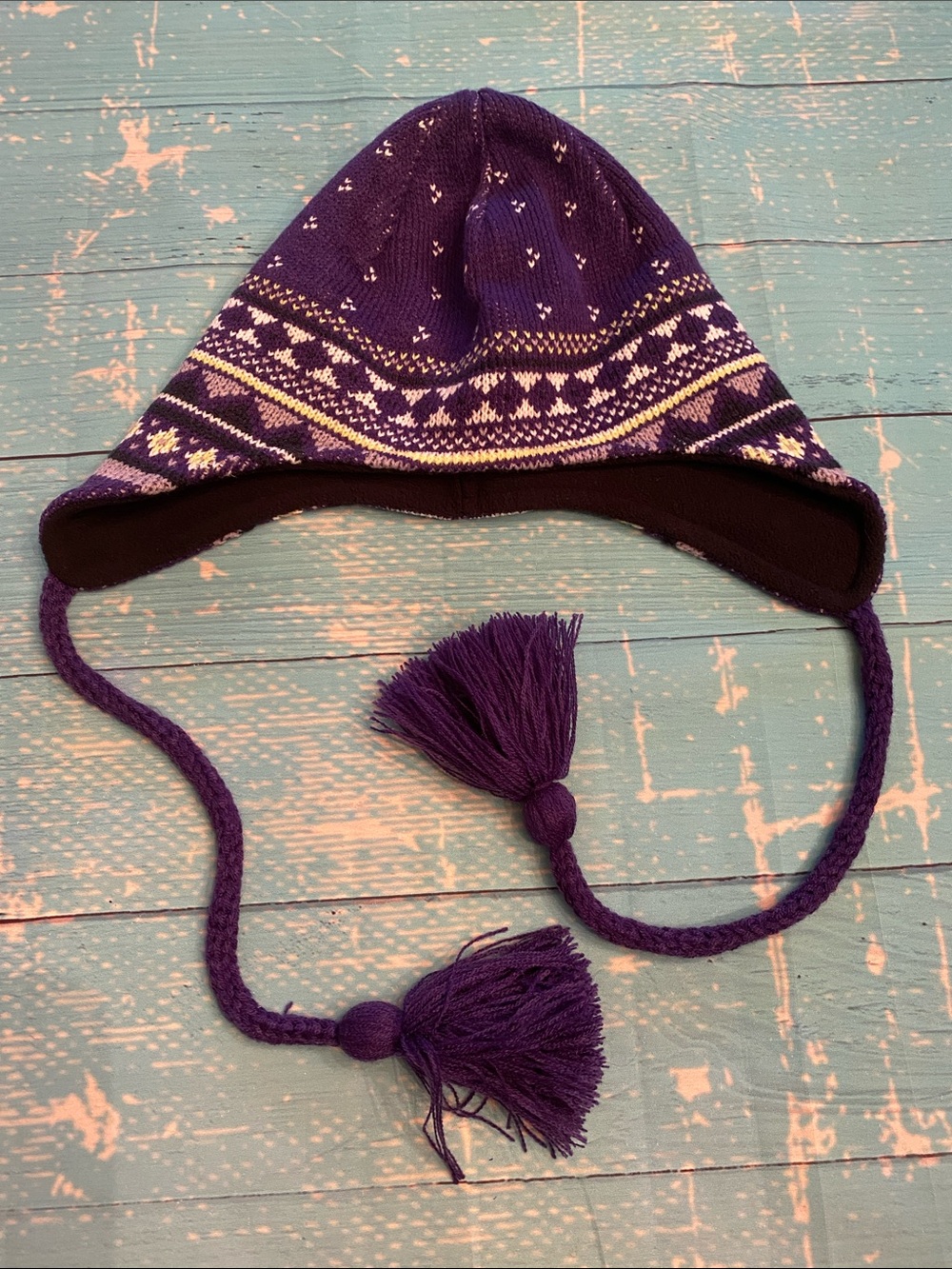 Columbia Purple Winter Earflap Hat With Tassels